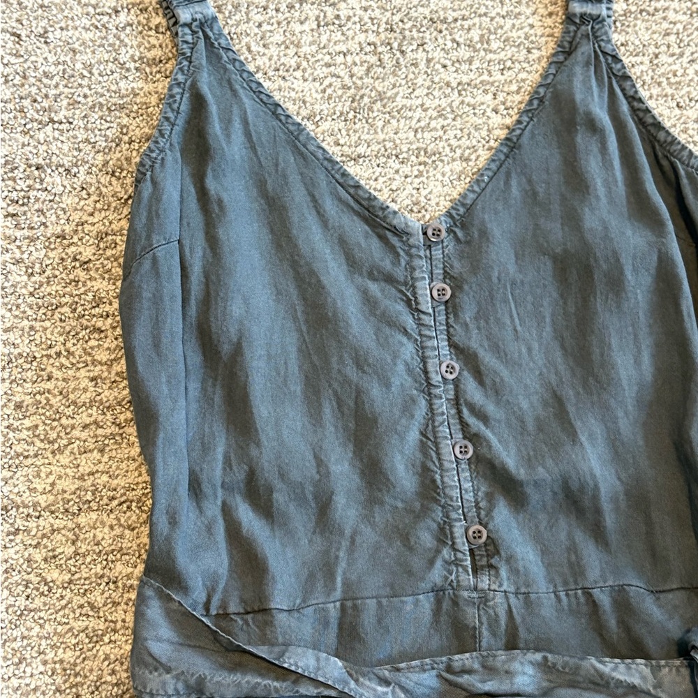 NWT Cloth & Stone Tie-Waist V-Neck Sleeveless Romper Women’s XS Twilight Grey - Picture 2 of 11